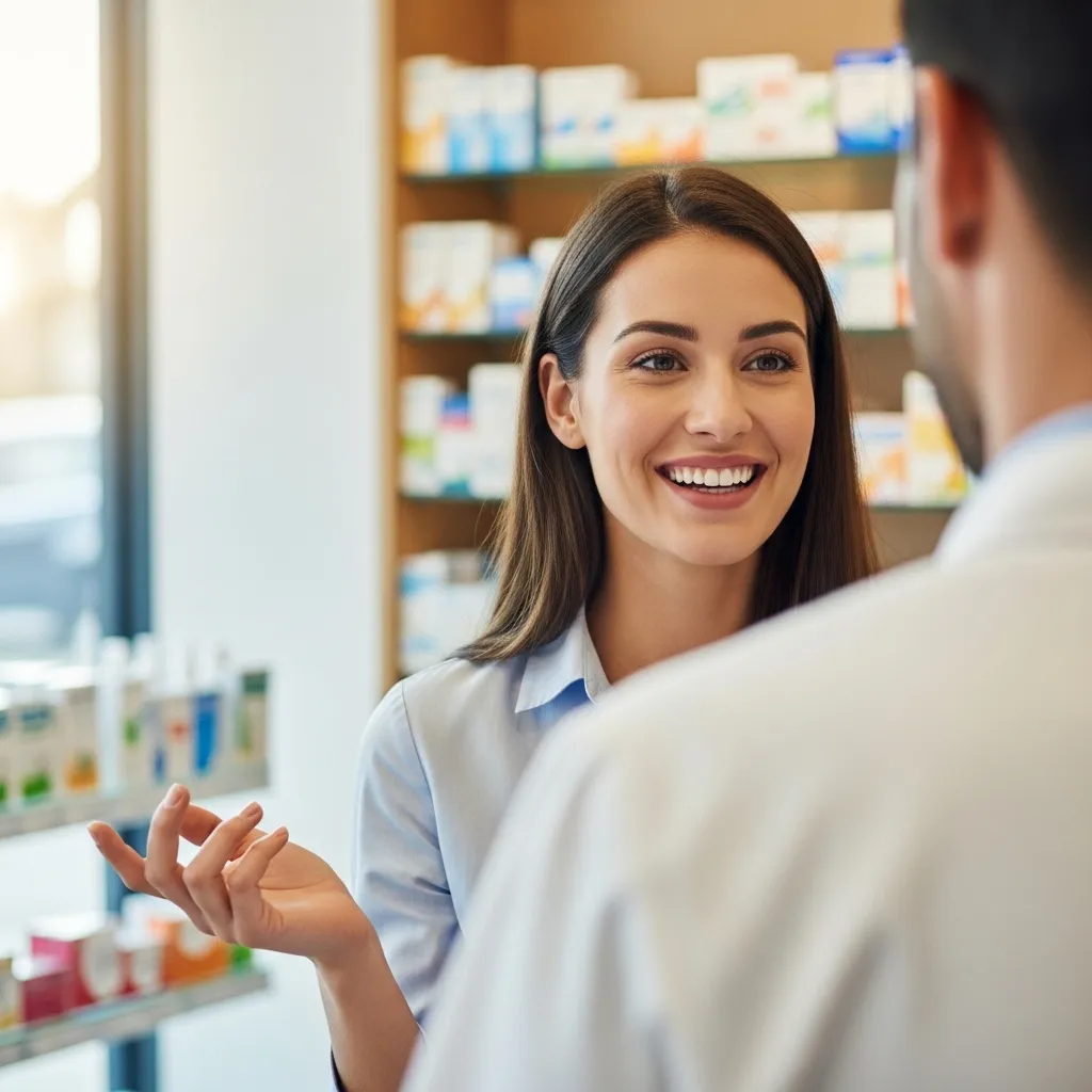 Happy patient visiting Yinger Pharmacy Shoppe.